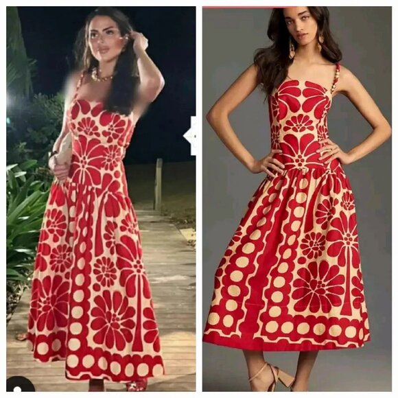 FARM Rio Palermo Red and Cream Floral Maxi Dress NWT - Picture 1 of 6
